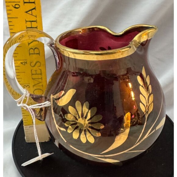 Avitra Crystal Glass Pitcher With Gold Floral Design VIDEO - Picture 4 of 6